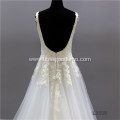 Newest Sleeveless Designer Light Champagne Gorgeous Lace Long bride clothes wedding dress